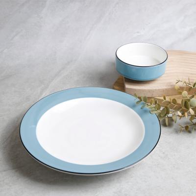 China Nordic Customized Viable Modern European Ceramic Dish Dinner Plate Round Shape New Model Size Quality Size Porcelain Dish Nordic Set for sale