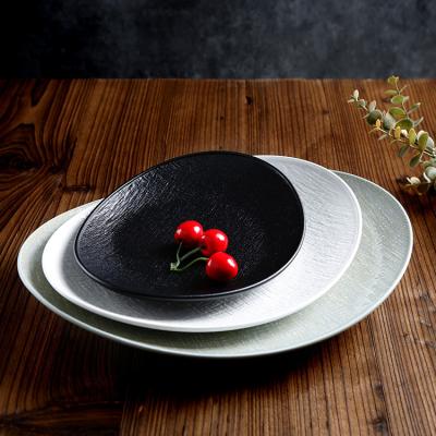 China 10 Inch Hot Selling High Quality Oval Shallow Dish Ceramic Art Ceramic Dinner Dish For Restaurant for sale