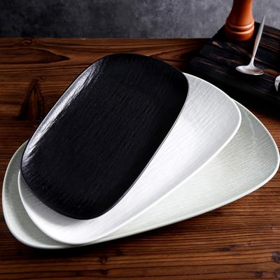 China High Quality and Lower Price Viable Rectangular Ceramic Black Dish Restaurant Dish Dinner Dish Trapezoid Dish for sale