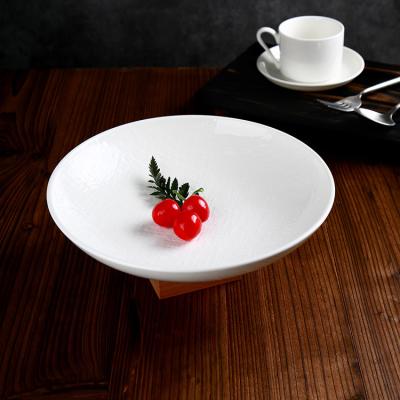 China Factory Sustainable Supply 8 Inch Luxury Porcelain White Round Dinner Plate With Design for sale