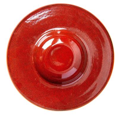 China New Product Sustainable Factory Supplier Round Christmas Red Original Design Ceramic Clay Dinner Set Dish for sale