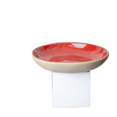 China Viable Factory Sales Modern Design Hot Thai Style Round Serving Dinner Plate Ceramic Red Dish for sale