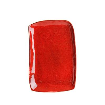 China Eco - Friendly New Design Irregular Rectangle Fruit Ceramic Red Dinner Dishes Set For Party for sale