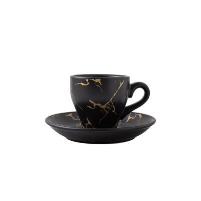 China Chaozhou Sustainable Factory Prices Cheap Wholesale 80ml Thick Ceramic Custom Coffee Cup And Saucer Set for sale