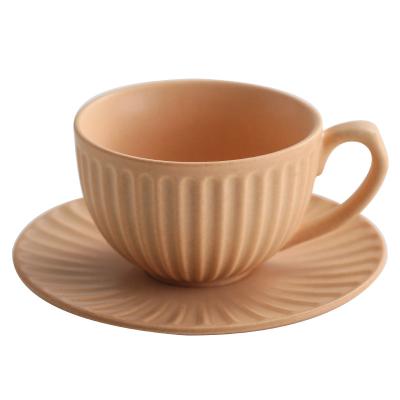 China China Brown 220ml Linner Cheap American Ceramic Coffee Cup And Saucer From Viable Factory Directly for sale