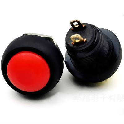 China Door Bell 12mm Motor Start Push Button Around Waterproof Momentary Black Plastic Push Button Switch for sale