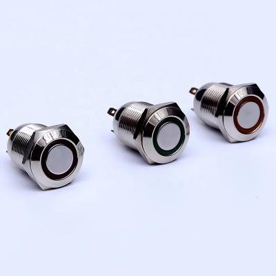 China Push On 12 Volt 12mm Mini Low Voltage Micro Metal Waterproof Momentary Illuminated Push Button Switch Led for sale