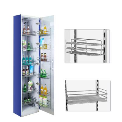 China Cheapest Sustainable Kitchen Tall Cupboard Cabinet Pull Out Stainless Steel Cabinet Basket With PVC Panels Doors Price for sale