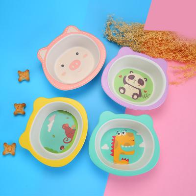 China Disposable Fancy Animal Bamboo Fiber Kids Dish Bowl , Noodle Rice Bowl for sale