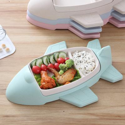 China Amazon Hot Sale Microwavable Airplane Shaped Biodegradable Bamboo Fiber Kids Food Bowl for sale