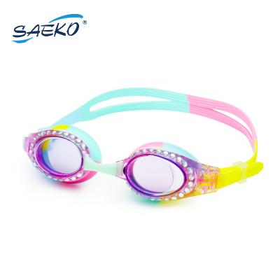 China SAEKO bling anti-fog kids girl anti fog fancy swim goggles colorful fun glasses party goggles for sale