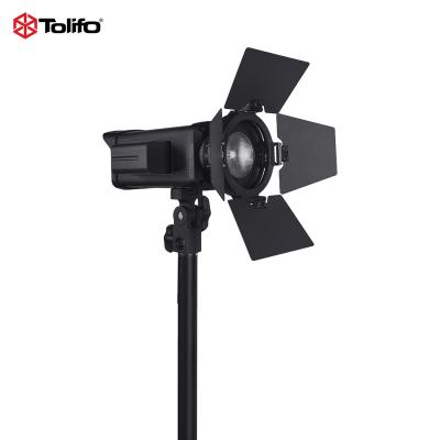 China Tolifo 60W Fresnel Daylight Video Studio LED Spot Light with Barndoor for Photo Lighting Interviews Microfilm FL-60S for sale