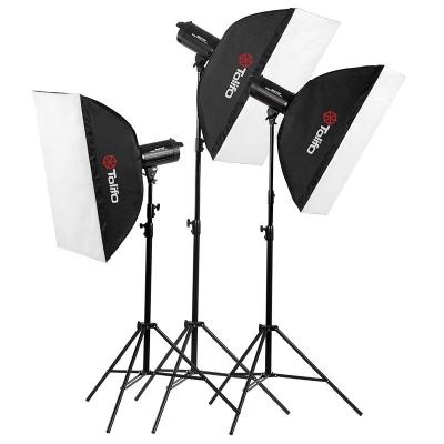 China Tolifo Mactop 1200W (400Wx3) Professional Studio Photographic Strobe Instant Light Kit - Soft Box, Stands, Lamps, Trigger, Bag MT-400 for sale