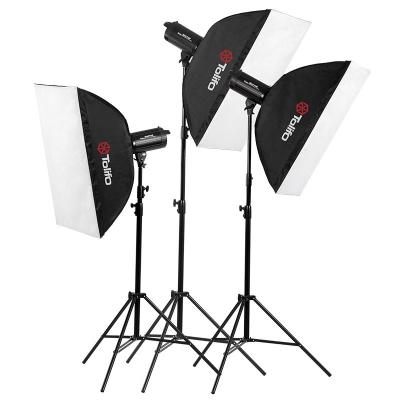 China Tolifo Mactop 900W Professional Photographic Studio Flash Strobe Lighting Kit with Soft Box, Stands, Lamps, Trigger, Bag MT-300 for sale