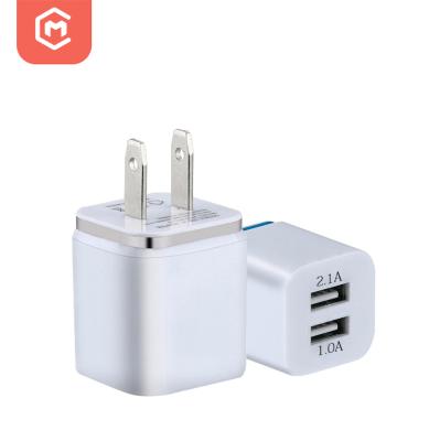 China 5V 2.1A Multicolor Portable Mobile Phone Wall Station Dual Cell Phone Charging USB Travel Charger for sale