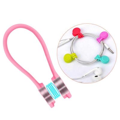 China For Earphone Magnetic Silicone Cable Management Soft Rubber Organizer For Earphone for sale