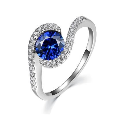 China JCA Office/Career Round Brilliant Cut Sapphire CZ 925 Sterling Silver Solitaire Engagement Ring for sale