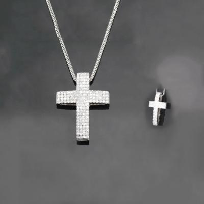 China Nickel Free 925 Sterling Silver Cross Zircon Pendant for sale