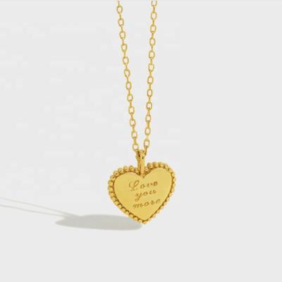 China Graceful JCA Engraved Gold Plated Heart To Charm 925 Sterling Silver Necklaces for sale