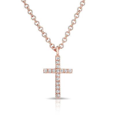 China Environmental Friendly Tiny Pave Diamond Cross Charm Pendant For Friends for sale