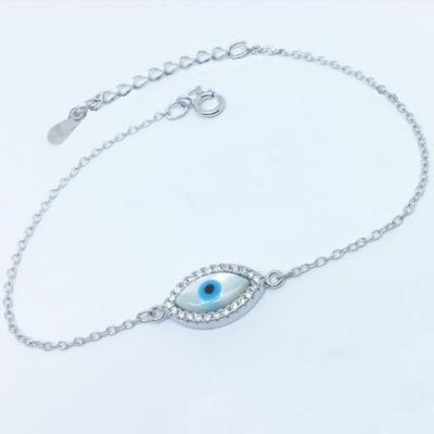 China JCA Quarry Office/Silver/Black Gold Plated Natural Diamond Evil Eye Shell Charm For Bracelet Wholesale for sale