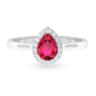 China Quarry 925 Sterling Silver Pear Shaped Ruby Desk/Ring for sale