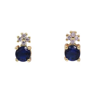 China Environmental Friendly JCA Mini Blue Sapphire Crystal Gold Stud Earrings for sale