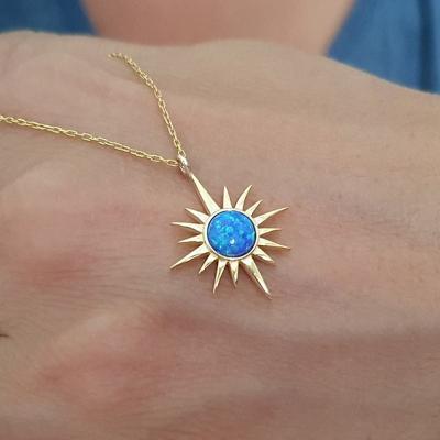 China JCA Graceful Charm Pendant Necklace 925 Sterling Silver October Birthstone Opal Sun for sale