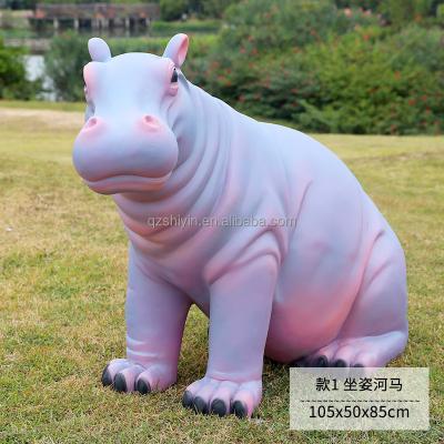 China China Matt Hippo Statue Indoor Resin Fiberglass Sculpture Decoration for sale