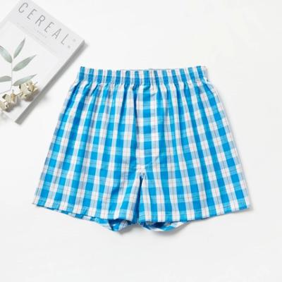 China Sustainable Hot Sale Mens Boxer Elastic Waist Shorts Cotton Plaid Striped Loose Trunks Mens Woven Board Shorts for sale