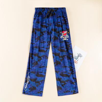 China Custom Made Men's Army Camouflage Soft Polyester Anti-wrinkle Minky Fleece Plush Digital Pajama Pants For Men for sale