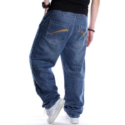 China Breathable RTS Plus Jeans Elastic High Waist Men Stretchable Men Long Denim Pants Big And Tall Men Loose Straight Denim Pants Trousers for sale