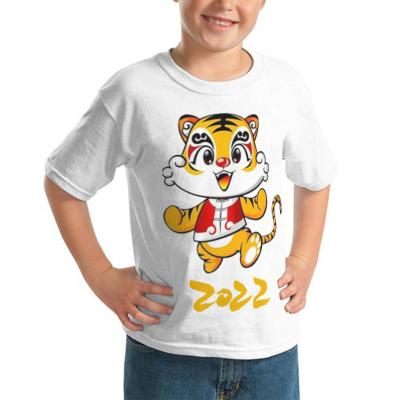 China Anti-pilling Wholesales 2022 Years Of The Tiger Cotton Children's Blank T-shirt Custom Printing 100% Short Sleeve Tops Plain Kids T-shirts for sale