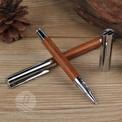 China Good Quality Smooth Wood Ink Refill Pen With Laser Logo Custom for sale