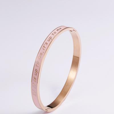 China Custom Europe Fashion Stainless Steel Bangle Jewelry Engraving Letters Women Bracelets for sale