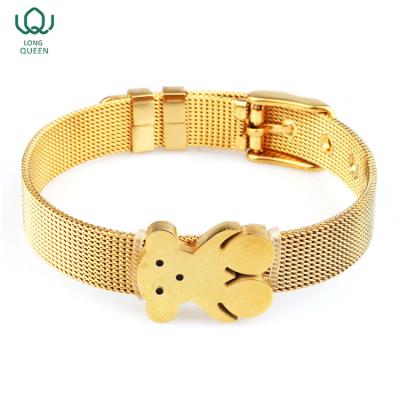 China Europe New Arrival Stainless Steel Gold Bear Bracelet With Strap 6 Holes for sale