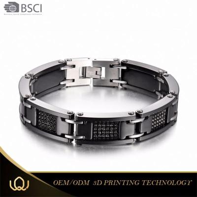 China Europe Longqueen On Promotion Embellished Germanium Steel Anil Titanium Bracelet Simple Design Black Man for sale