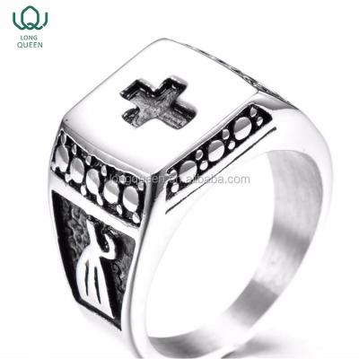 China Europe Jewelry Fashion Mens Stainless Steel Cross Catholic Rosary Rings for sale