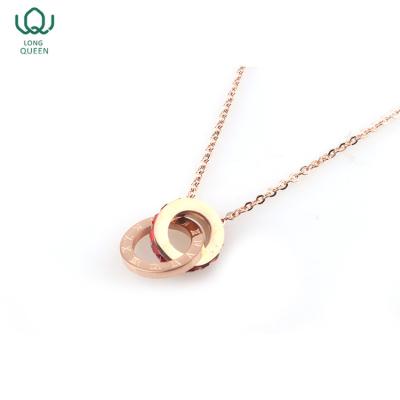 China Trendy Wholesale Fashion Women Jewelry Necklace Circle Charms Gold Necklace for sale