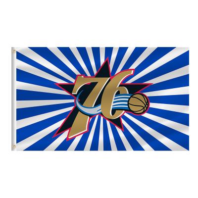 China More Vivid Warm Double Sided Nba Team Qutdoor Banner Philadelphia 76ers 100% Polyester Double Sided Printing Colors Lifespan Long Sale Flag for sale