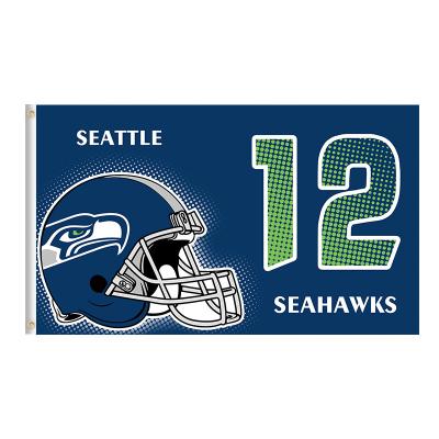 China 100% Custom High Quality Seattle Seahawks Polyester Lifetime Brighter Colors Double Sided Printing Long 3x5ft NFL Team Banner Flag for sale