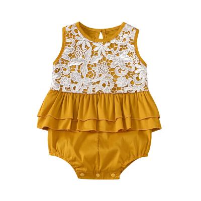 China Cotton Infant Baby Clothes Newborn Toddler Sleeveless Jumpsuit Lace Baby Romper Baby Romper One Piece Clothing for sale