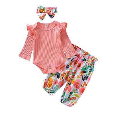 China Latest Design Washable Kids Clothes Set Baby Outfit Spring 2 Pcs Outfits Girl Clothing Set Long Sleeve Bodysuit+Pant Outfit for sale