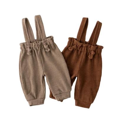 China Color Fade Proof LSW Corduroy Clothes Blanket Spring Baby Overalls Lace Up Autumn Knotted One Piece Outfit For Babies Kids for sale