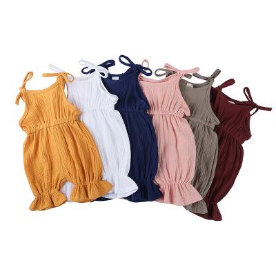 China Pink Color Fade Proof Bulk Wholesale Boutique Kids Baby Clothes Sleeveless Corduroy Jumpsuits for sale