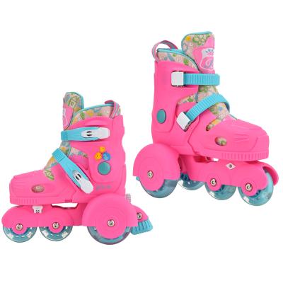 China Factory Wholesale 4 Plastic Pad Ferris Wheel Safe Mesh Brake Fully Suitable For Kids Snap Pink Integrated Roller Skates for sale