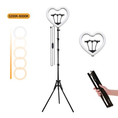 China Wholesale PORTABLE 33cm LED heart ring dimmable light with 63inch tripod stand and phone holder for tiktok youtube lighting for sale