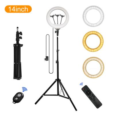 China New Show Live Youtube Facebook TikTok 14 Inch Beauty Lamp with 2m Tripod Phone Holder LED Selfie Ring Light for Mobile Phone Makeup Live Video for Makeup, YouTube for sale