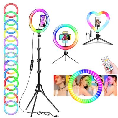 China Mini 2021 Hot Sale 10inch RGB Dimmable Desktop Fill Light Led Tripod Stand Selfie Ring Light For Beauty Studio Video Photography for sale