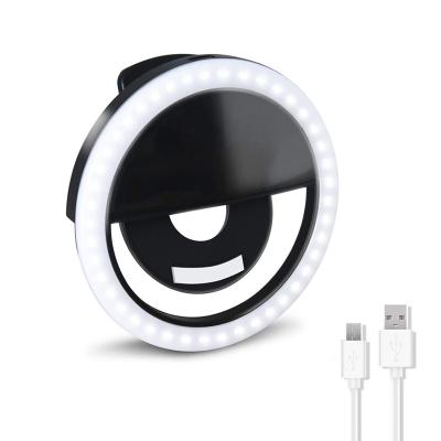 China ABS Amazon Best Selling USB Rechargeable Camera Beauty Lamp rk12 36 Led Clip Mobile Phones Selfie Ring Light For Night Photography for sale